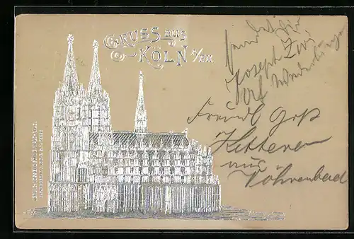 Relief-AK Köln, Blick auf den Kölner Dom