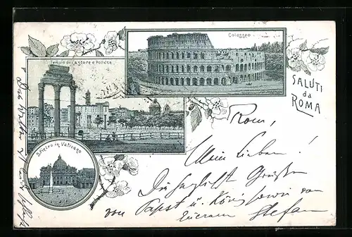 AK Roma, Colosseo e S. Pietro in Vaticano
