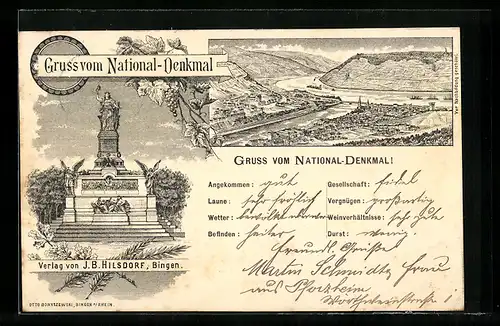 Lithographie Blick auf das National-Denkmal