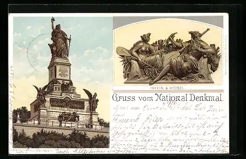 AK Gruss vom National-Denkmal, Rhein & Mosel