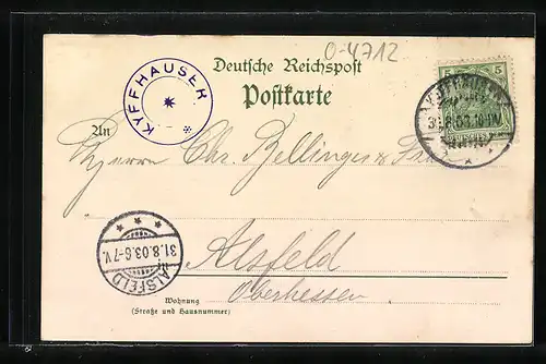 Lithographie Kyffhäuser, Denkmal und Ruine auf dem Kyffhäuser