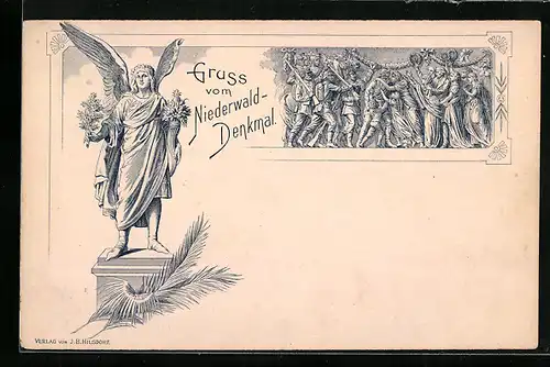 Lithographie Niederwald, Am Niederwald-National-Denkmal