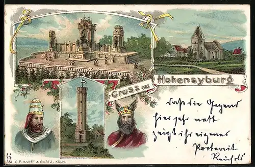 Lithographie Blick auf die Hohensyburg