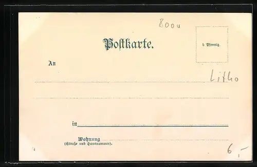 Lithographie München, Blick zur Bavaria