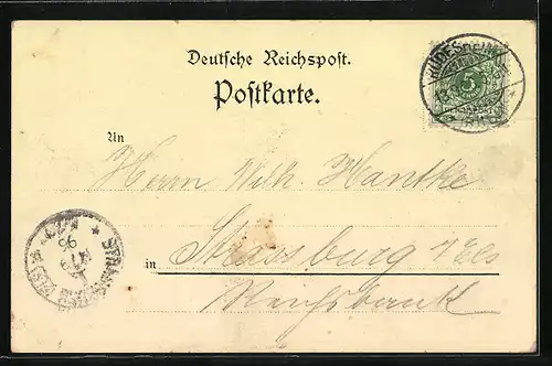 Lithographie Bingen, Nationaldenkmal, die Rossel, Ortsansicht