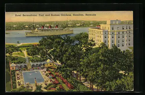 AK Hamilton, Hotel Bermudiana, Pool and Sunken Gardens