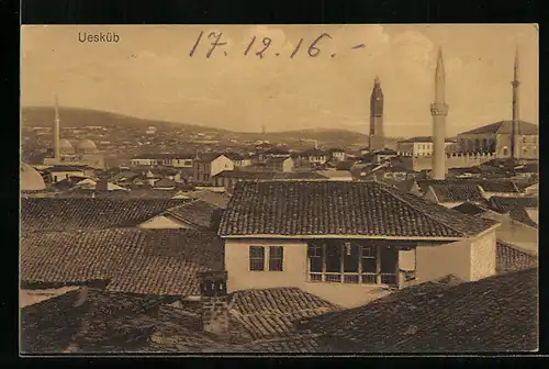 AK Uesküb, Ortsansicht über den Dächern