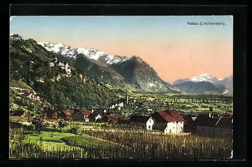 AK Vaduz, Ortsansicht mit Umgebung