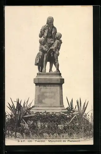AK Yverdon, Monument de Pestalozzi