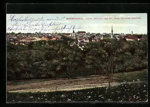 AK Rorschach, Ortspanorama vom St. Anna Schloss gesehen