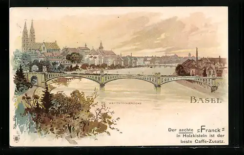 Lithographie Basel, Wettsteinbrücke