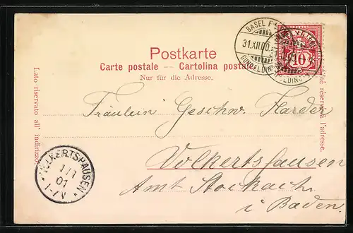 AK Goldbach, Ortsansicht vom Zürichsee aus