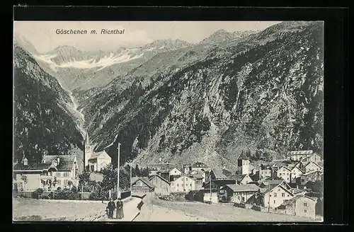 AK Göschenen, Ortsansicht mit Rienthal