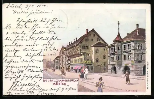 Lithographie Zürich, Rüden und Zimmerleuten
