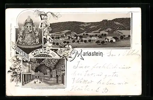 Lithographie Mariastein, Hôtel Kreuz, Unterirdische Gnadenkapelle, Ortspartie