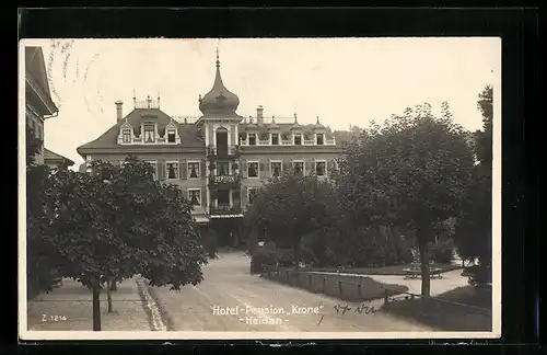 AK Heiden, Strassenpartie am Hotel-Pension Krone