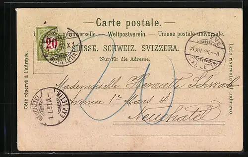 Lithographie Genève, Genève au Clair de Lune