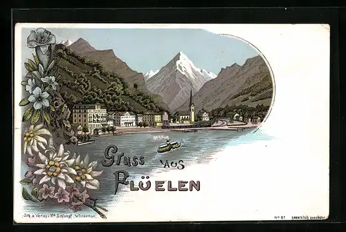 Lithographie Flüelen, Totalansicht