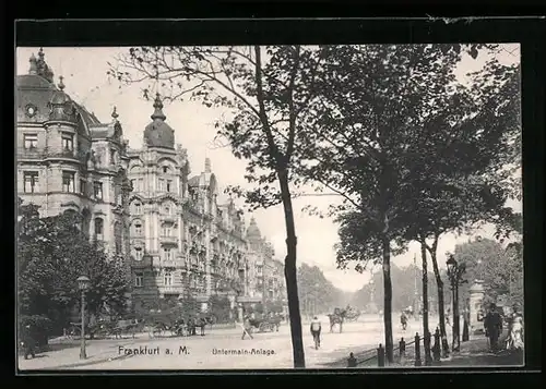 AK Frankfurt am Main, Strassenpartie auf der Untermainanlage