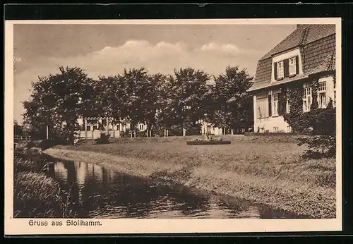 AK Stollhamm, Flusspartie mit Garten