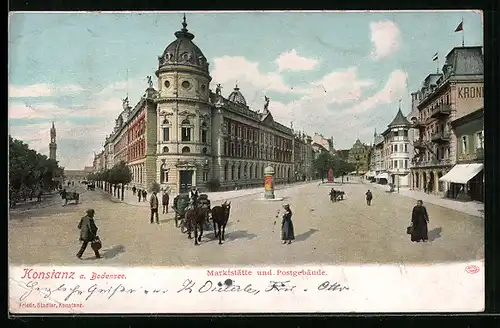 AK Konstanz, Markthalle und Postgebäude