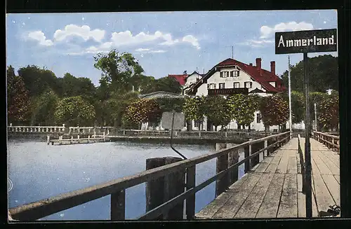 AK Ammerland, Starnbergersee mit Seebrücke