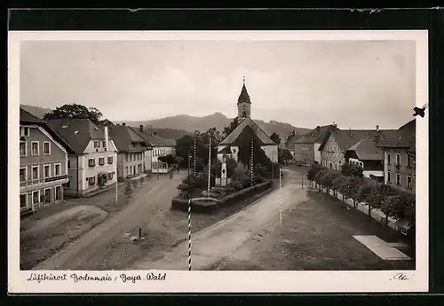 AK Bodenmais / bayr. Wald, Platz mit Kirche