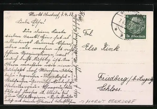 AK Markt Oberdorf, Teilansicht aus der Vogelschau