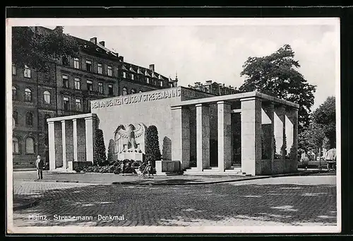 AK Mainz, Blick auf das Stresemann-Denkmal
