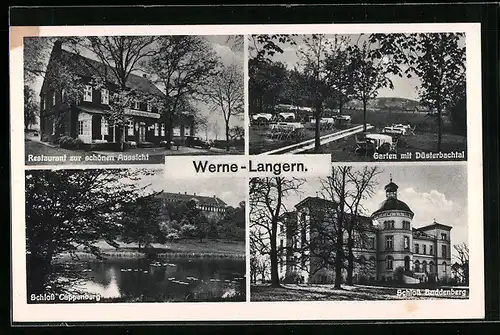 AK Werne-Langern, Gasthaus zur schönen Aussicht, Schloss Cappenberg, Schloss Buddenberg