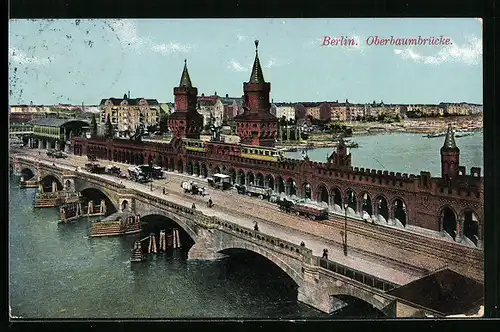 AK Berlin-Friedrichshain, Ansicht der Oberbaumbrücke