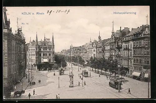 AK Köln a. Rhein, Hohenzollernring mit Geschäft und Strassenbahn