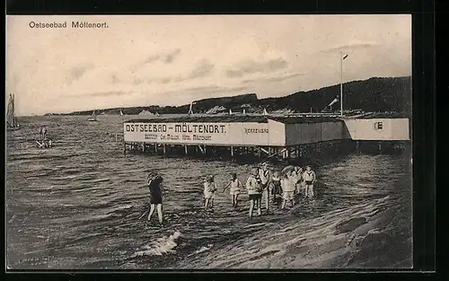 AK Ostseebad Möltenort, Strandleben beim Herrenbad