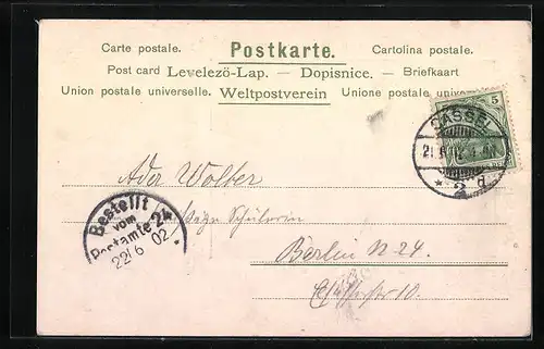 AK Cassel, Königsplatz m. Hauptpost