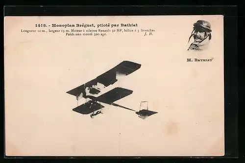 AK Monoplan Bréguet, pilote par Bathiat, Flugzeug
