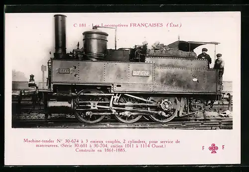 AK Machine-tender No. 30-674, französische Eisenbahn