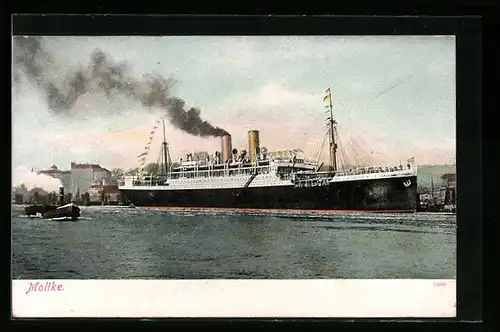AK Passagierschiff Moltke den Hafen verlassend