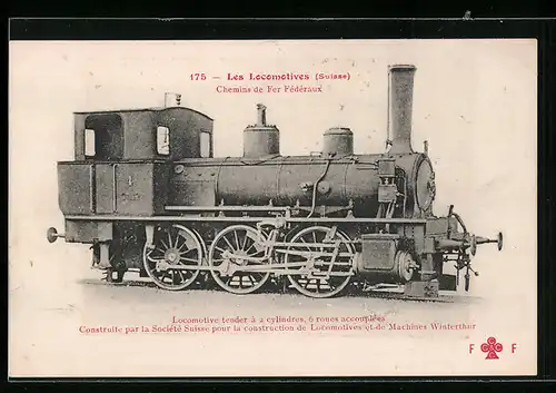 AK Locomotive tender à 2 cylindres, 6 roues accouplées, Chemins de Fer Fédéraux, schweizer Eisenbahn