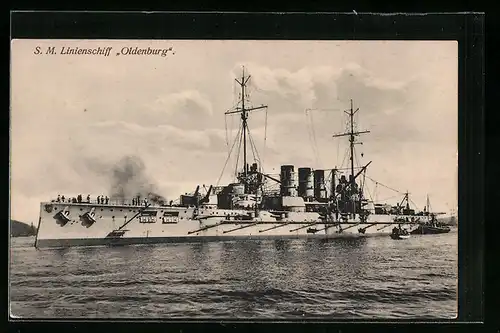 AK SM Linienschiff Oldenburg auf Reede