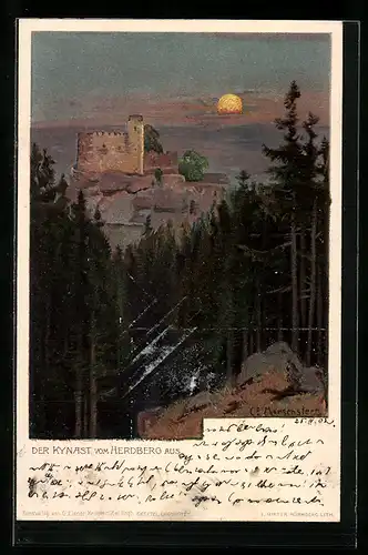 Künstler-AK Carl Ernst Morgenstern: Der Kynast vom Herdberg aus