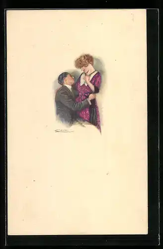 Künstler-AK Mauzan: Liebespaar
