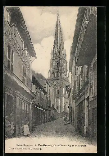 AK Parthenay, Grand'Rue et Eglise St-Laurent