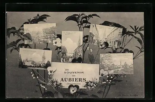 AK Aubiers, La Grande Rue, L`Eglise