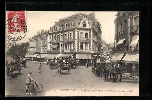 AK Trouville, Le Quai Tostain et les Voitures de Courses