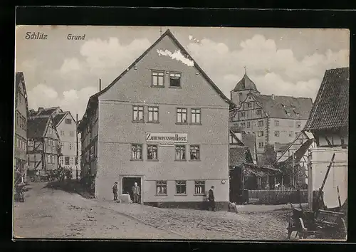 AK Schlitz, Gasthaus Zum weissen Ross v. Konrad Siebert, Grund