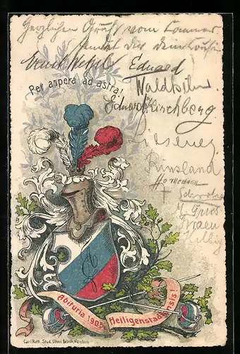 Lithographie Heiligenstadt, Abituria 1905, Wappen