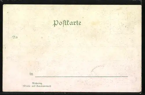 Lithographie Bochum, Bochumer Verein für Bergbau und Gussstahlfabrikation, Hauptportal, Gymnasium m. d. Bismarckdenkmal