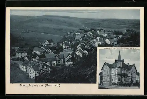 AK Merxhausen /Brschwg., Gasthof zur Krone Karl Kropp, Teilansicht