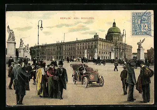 AK Berlin, Königliches Schloss mit Denkmal, Private Stadtpost