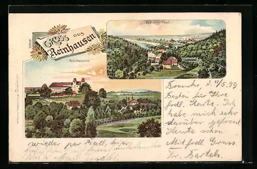 Lithographie Reinhausen, Panorama mit Bremke-Thal